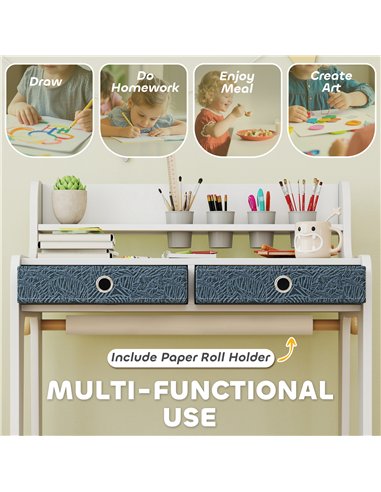 AIYAPLAY Art Table and Chair Set for children, Kids Art Desk and Chair Set with Storage Shelf and Drawers