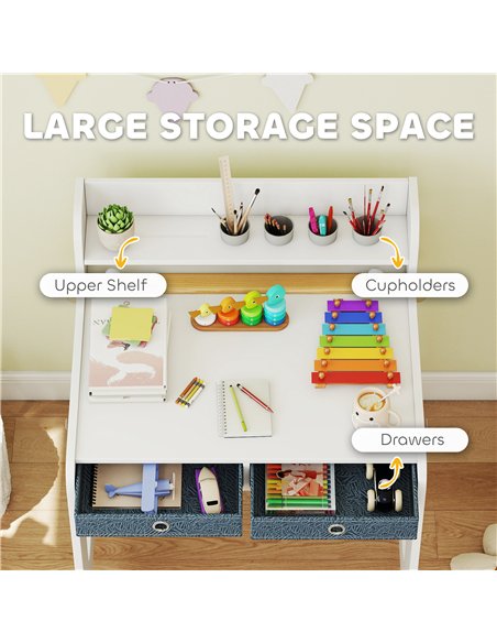 AIYAPLAY Art Table and Chair Set for children, Kids Art Desk and Chair Set with Storage Shelf and Drawers