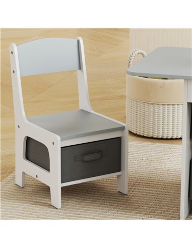 AIYAPLAY Kids Table and Chair Set, Toddler Table and 2 Chairs Set with 6 Removable Drawers, for Boys Girls Ages 3-8, Light Grey