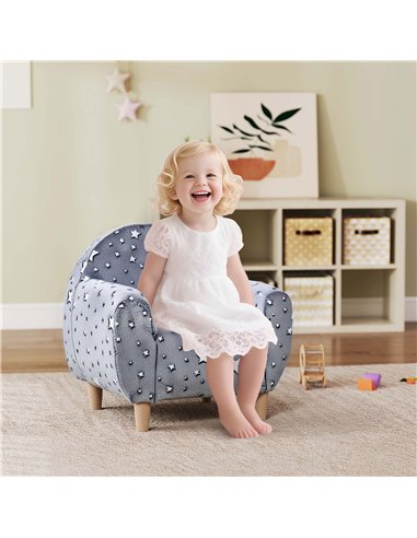 AIYAPLAY Kids Armchair, Glow in the Dark Chair with Star Design for Bedroom, Playroom, Kids Room, Grey