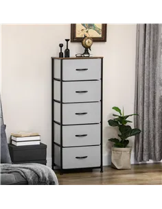 HOMCOM Fabric Chest of Drawers, Industrial Bedroom Dresser with 5 Fabric Drawers, Steel Frame and Wooden Top for Nursery, Living 2