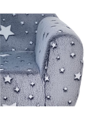 AIYAPLAY Kids Armchair, Glow in the Dark Chair with Star Design for Bedroom, Playroom, Kids Room, Grey