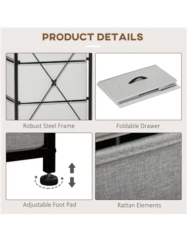 HOMCOM Fabric Chest of Drawers, Industrial Bedroom Dresser with 5 Fabric Drawers, Steel Frame and Wooden Top for Nursery, Living