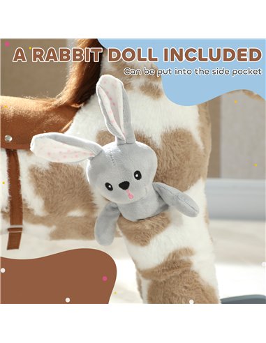 AIYAPLAY Baby Rocking Horse, Plush Animal Rocker with Realistic Sound and Toy, Rocking Toy Chair for Kids Aged 2-5, Brown