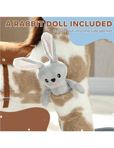 AIYAPLAY Baby Rocking Horse, Plush Animal Rocker with Realistic Sound and Toy, Rocking Toy Chair for Kids Aged 2-5, Brown