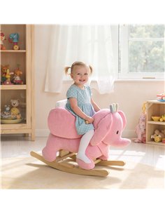 AIYAPLAY Kids Rocking Horse, Baby Ride on Elephant Rocker with Safety Belt and Sound for Toddlers 18 to 36 Months, Pink 2
