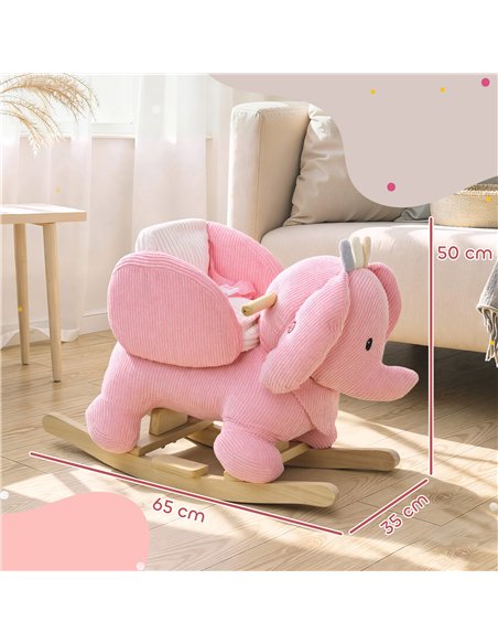 AIYAPLAY Kids Rocking Horse, Baby Ride on Elephant Rocker with Safety Belt and Sound for Toddlers 18 to 36 Months, Pink