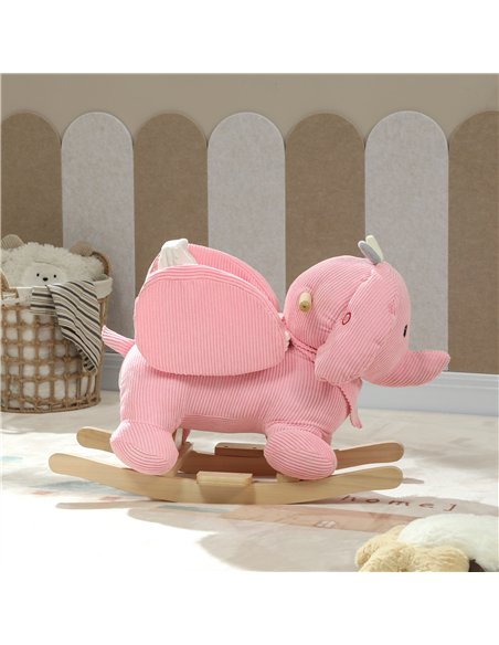 AIYAPLAY Kids Rocking Horse, Baby Ride on Elephant Rocker with Safety Belt and Sound for Toddlers 18 to 36 Months, Pink