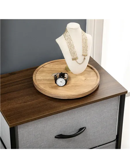 HOMCOM Fabric Chest of Drawers, Industrial Bedroom Dresser with 5 Fabric Drawers, Steel Frame and Wooden Top for Nursery, Living