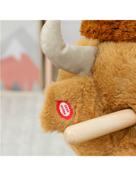 AIYAPLAY Baby Rocking Horse with Safety Belt, Wood Base, Animal Rocker for Children, Brown