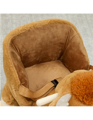 AIYAPLAY Baby Rocking Horse with Safety Belt, Wood Base, Animal Rocker for Children, Brown