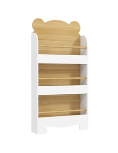 AIYAPLAY Kids Bookshelf, 3 Tier Children Bookcase, Bear Theme Toddler Space-Saving Bookcase for Living Room, White