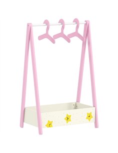 AIYAPLAY Baby Clothing Rack with Hangers, Storage Shelf for Bedroom, Star Theme, for Ages 3-6, Pink