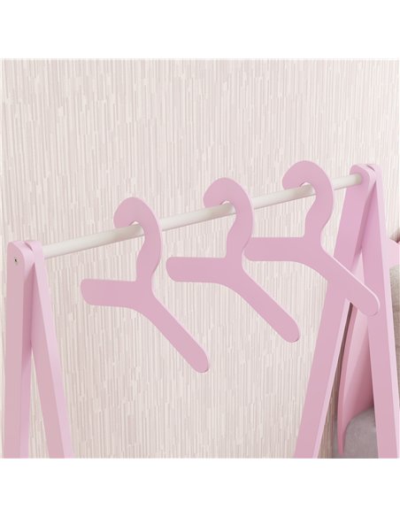 AIYAPLAY Baby Clothing Rack with Hangers, Storage Shelf for Bedroom, Star Theme, for Ages 3-6, Pink