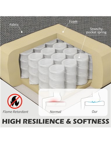 HOMCOM Modern Boxy Linen-Look Armchair - Light Grey