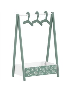 AIYAPLAY Baby Clothing Rack with Hangers, Storage Shelf for Bedroom, Leaf Theme, for Ages 3-6, Green