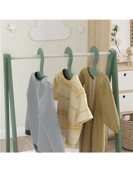 AIYAPLAY Baby Clothing Rack with Hangers, Storage Shelf for Bedroom, Leaf Theme, for Ages 3-6, Green