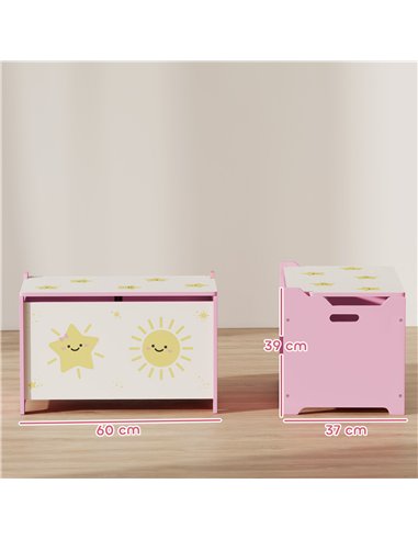 AIYAPLAY Toy Box with Lid, Safety Hinges and Groove Handles, Toy Storage organiser for Kids, Living Room, Playroom, Pink
