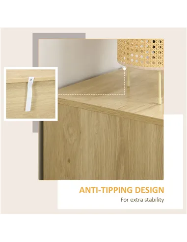 HOMCOM Chest of Four Rattan Weave Panel Drawers - Wood-Effect