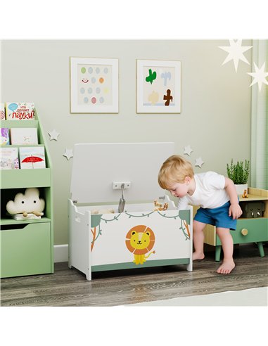 AIYAPLAY Toy Box with Lid, Safety Hinges and Groove Handles, Toy Storage organiser for Kids, Living Room, Playroom, Green