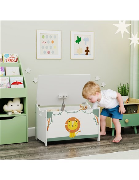 AIYAPLAY Toy Box with Lid, Safety Hinges and Groove Handles, Toy Storage organiser for Kids, Living Room, Playroom, Green