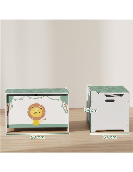 AIYAPLAY Toy Box with Lid, Safety Hinges and Groove Handles, Toy Storage organiser for Kids, Living Room, Playroom, Green