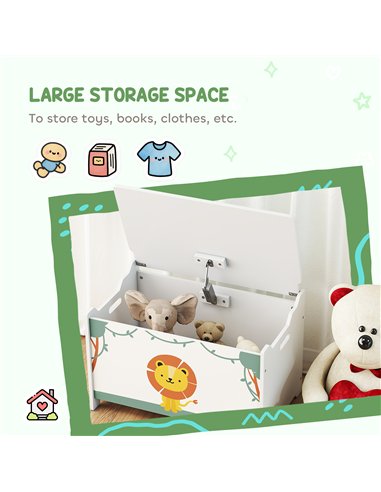 AIYAPLAY Toy Box with Lid, Safety Hinges and Groove Handles, Toy Storage organiser for Kids, Living Room, Playroom, Green