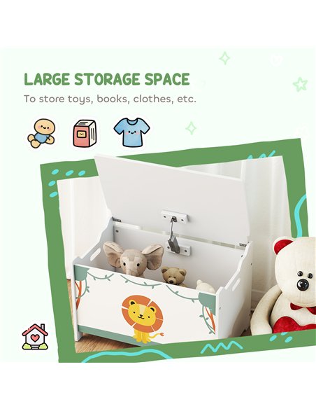 AIYAPLAY Toy Box with Lid, Safety Hinges and Groove Handles, Toy Storage organiser for Kids, Living Room, Playroom, Green