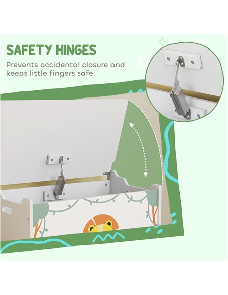 AIYAPLAY Toy Box with Lid, Safety Hinges and Groove Handles, Toy Storage organiser for Kids, Living Room, Playroom, Green