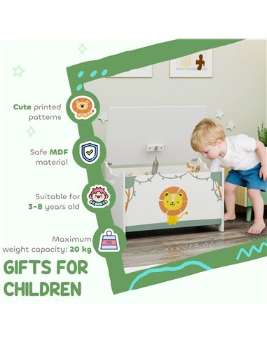 AIYAPLAY Toy Box with Lid, Safety Hinges and Groove Handles, Toy Storage organiser for Kids, Living Room, Playroom, Green