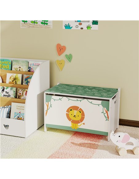 AIYAPLAY Toy Box with Lid, Safety Hinges and Groove Handles, Toy Storage organiser for Kids, Living Room, Playroom, Green