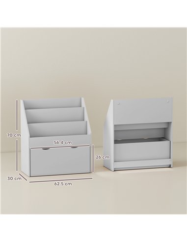 AIYAPLAY Bookcase for Kids with Shelves, Drawer, Bookcase for Bedroom, Playroom, Grey