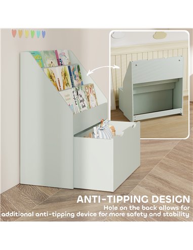 AIYAPLAY Bookcase for Kids with Shelves, Drawer, Bookcase for Bedroom, Playroom, Green