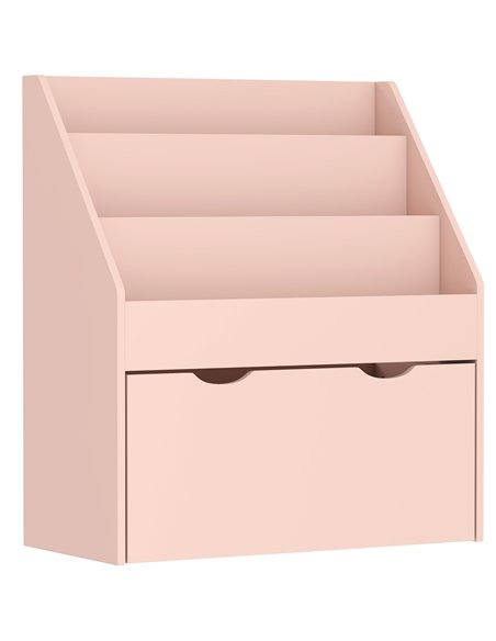 AIYAPLAY Bookcase for Kids with Shelves, Drawer, Bookcase for Bedroom, Playroom, Pink