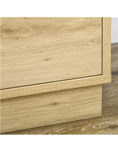 HOMCOM Chest of Four Rattan Weave Panel Drawers - Wood-Effect