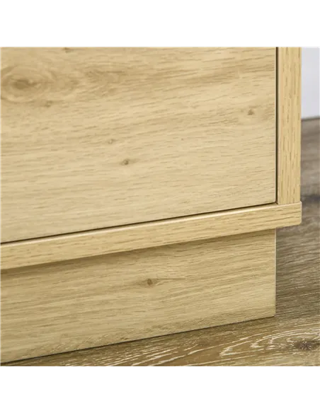 HOMCOM Chest of Four Rattan Weave Panel Drawers - Wood-Effect