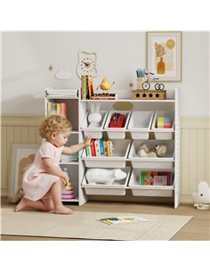 AIYAPLAY Toy Storage Unit with 8 Removable Bins, Storage Shelves, Cabinet, White 2