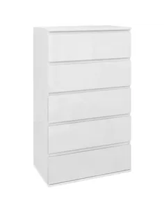 HOMCOM 5-Drawer Modern Dresser, High Gloss Storage Drawer Unit for Bedroom, White