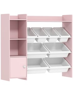AIYAPLAY Toy Storage Unit with 8 Removable Bins, Storage Shelves, Cabinet, Pink