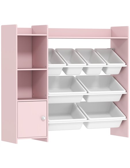 AIYAPLAY Toy Storage Unit with 8 Removable Bins, Storage Shelves, Cabinet, Pink