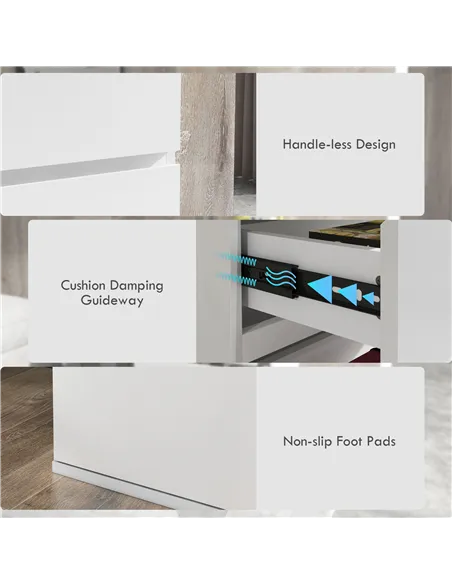 HOMCOM 5-Drawer Modern Dresser, High Gloss Storage Drawer Unit for Bedroom, White