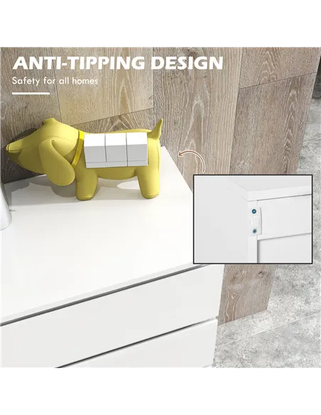 HOMCOM 5-Drawer Modern Dresser, High Gloss Storage Drawer Unit for Bedroom, White