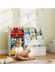 AIYAPLAY Toy Storage Unit, 3-Tier Toy Organiser Shelf with 6 Removable Storage Bins for Bedroom, Nursery, Multicoloured 2