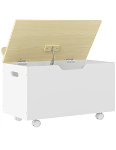 AIYAPLAY Toy Box with Lid, Toy Chest with Wheels and Safety Hinges, Toddler Storage Organiser for Playroom, Bedroom, White