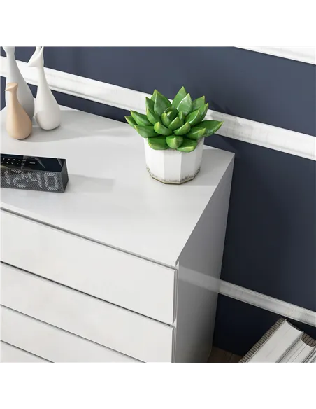 HOMCOM 5-Drawer Modern Dresser, High Gloss Storage Drawer Unit for Bedroom, White