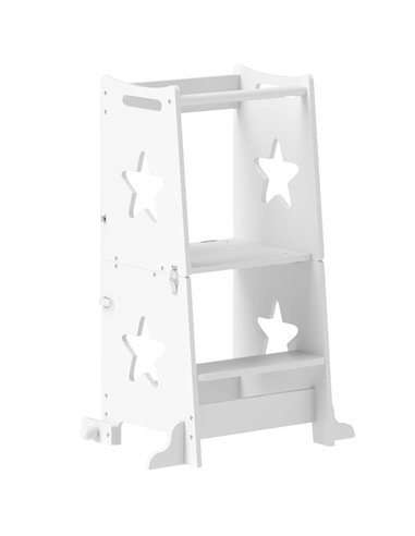 AIYAPLAY 2-in-1 Toddler Step Stool with Safety Rail for Kitchen, Bathroom, White