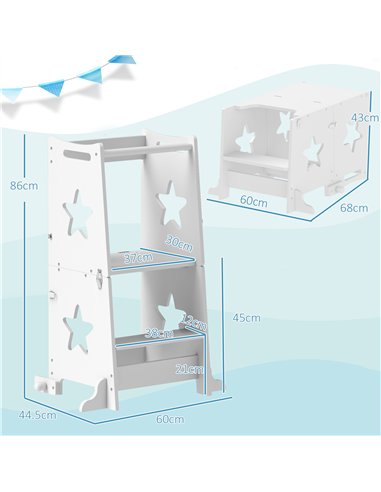 AIYAPLAY 2-in-1 Toddler Step Stool with Safety Rail for Kitchen, Bathroom, White