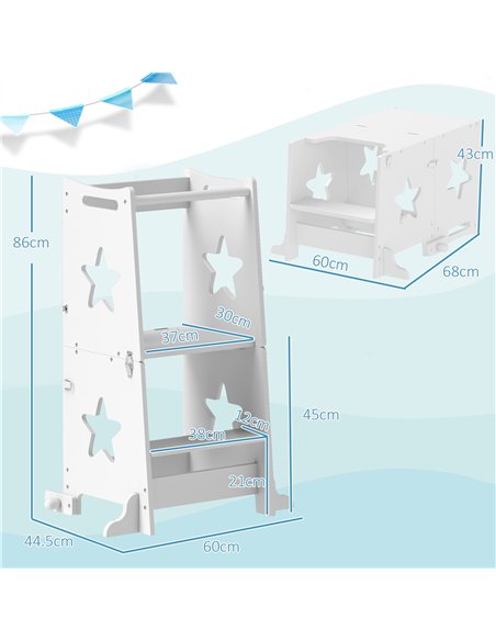 AIYAPLAY 2-in-1 Toddler Step Stool with Safety Rail for Kitchen, Bathroom, White