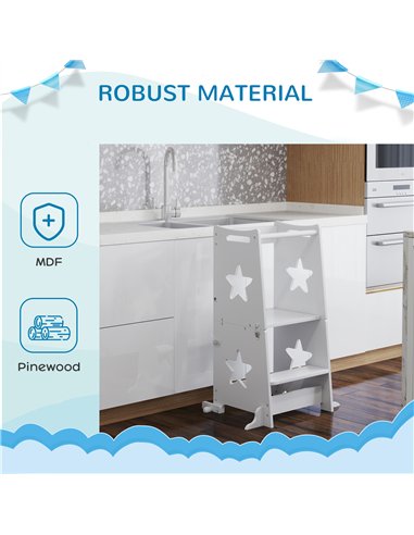 AIYAPLAY 2-in-1 Toddler Step Stool with Safety Rail for Kitchen, Bathroom, White