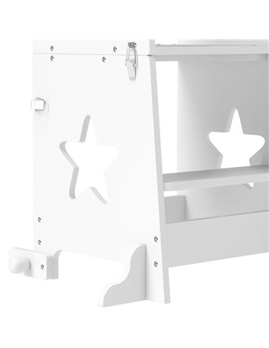 AIYAPLAY 2-in-1 Toddler Step Stool with Safety Rail for Kitchen, Bathroom, White